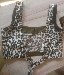 Leopard Print Blouse / Top With Back Tie