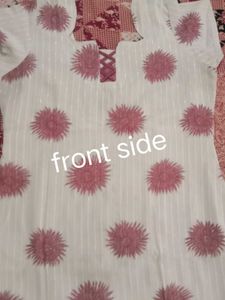 White Salwar Suit with Pink Floral Print