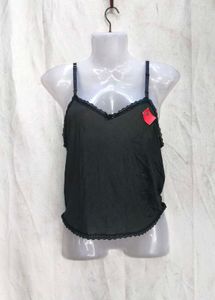 16245. Black Lace Trim Cami Top