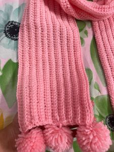 Chunky crochet Scarf with Pom Poms