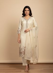 new Cream Embroidered Shalwar Kameez Dupatta S