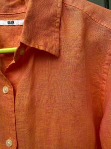 Uniqlo Formal Shirt For Women In Orange - Office Wear