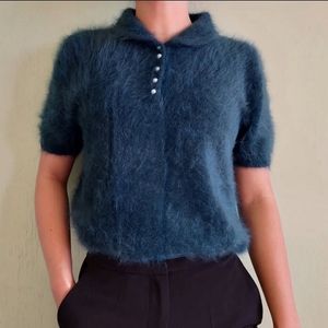 Vintage Fuzzy Knit Polo