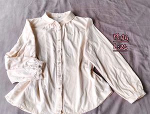 velvet Chic Light Peach Collared Blouse