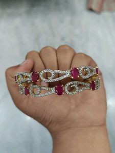 Elegant Ruby &amp; CZ Bangle Set