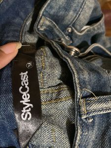 Blue Wide Leg Denim Jeans