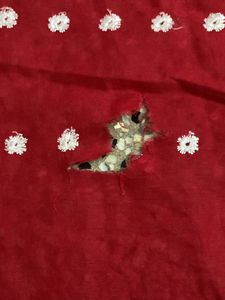 Damaged Red Cotton N Purple Saree For Grabs