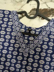XXL Blue Geometric Print Kurta