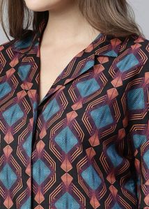 Rareism - Geometric Print Camp Shirt