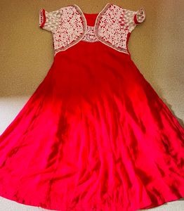 Elegant Red Ethnic Gown with Jacket