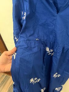 Blue Embroidered Maxi Dress