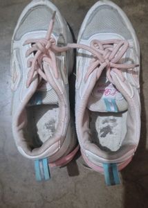 Women's White & Pink Athletic Sneakers