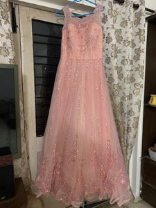 Stunning Embellished Peach Ethnic Gown