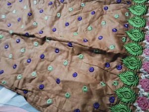 Embroidered Cotton Kurta Brown  only