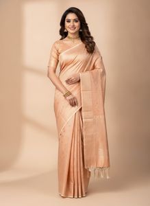 Elegant Peach Kanjeevaram Silk fancy Saree