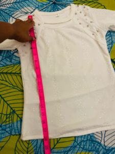 White Beaded Bell Sleeve Top