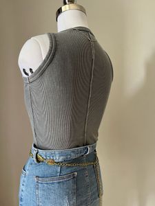 Grey Ribbed "Badie Babe" Tank Top