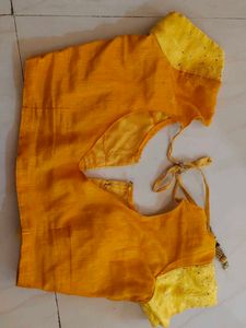 Organza Saree Yellow And  Rani Colour