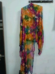 Vibrant Floral Sequin Saree heavy net work