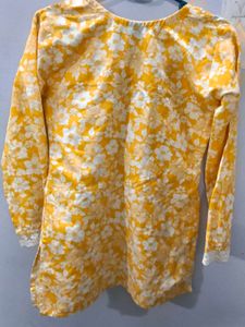 Vibrant Yellow Floral Print Kurti