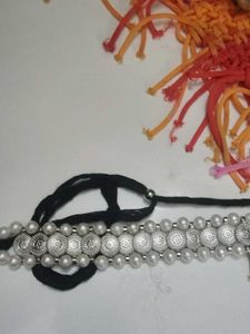 Elegant Pearl &amp; Silver Choker Necklace