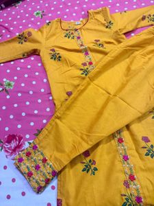 Yellow Floral Kurta Set