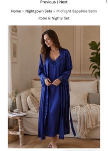 PRIVATE LIVES BRAND Satin Robe & Nighty Set