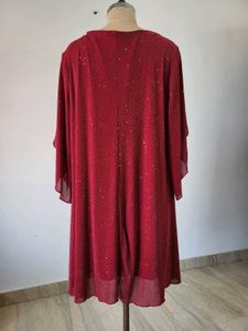Sparkly Red V-Neck Dress Length  38 Inches