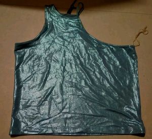 Sparkly Silver One Shoulder Top