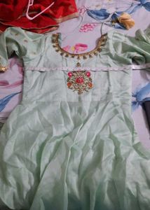 Elegant Mint Green Anarkali Gown