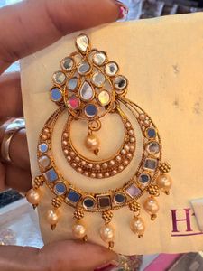 Statement Mirror & Pearl Earrings