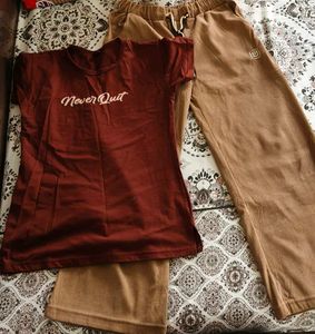 Comfortable Brown Trousers with tshirt