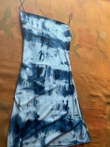 Tie-Dye Ruched Mini Dress