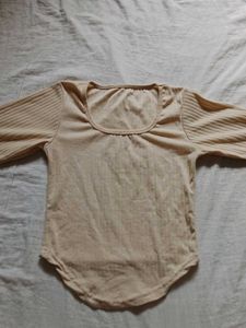 Ribbed Long Sleeve Camisole Top