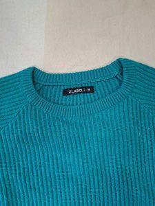 Teal Ribbed Knit Sweater