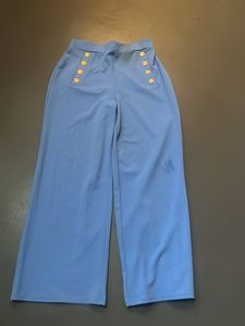 H&M Chic Blue Wide Leg Pants with Gold Buttons