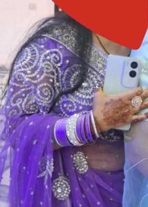 Purple Embroidered Saree(free delivery)