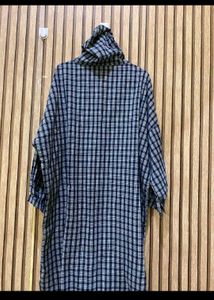 Checkered Hooded Long Shirt Dress