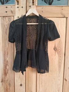 Elegant Black Lace Sheer Blouse