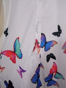White Color Butterfly Print Long Shirt