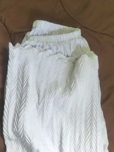 White Textured Palazzos