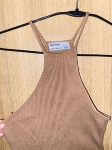 Ribbed Knit Maxi Dress with High Slit