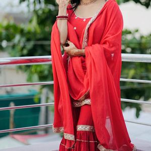 Red Kurta Set with Dupatta