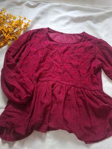 Embroidered Peplum Kurta