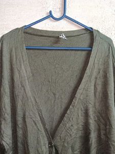 Olive Green Cardigan Sweater Oversized