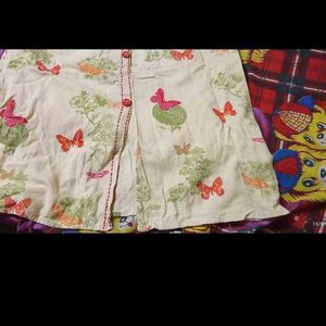Cream Butterfly Print Kurta