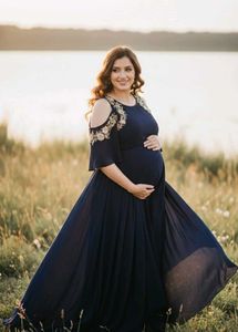 Elegant Navy Maternity Dress