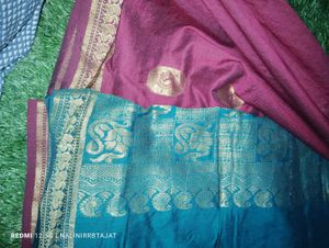 Maroon Silk Saree with Gold Border