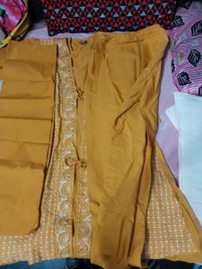 Embroidered Yellow Kurta