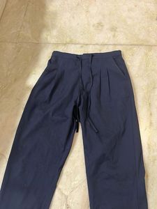 Navy Blue Pleated Trousers
